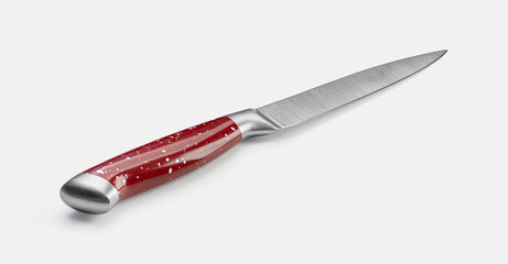 Kitchen knife on a white background. Metal kitchen knife with a metal handle.