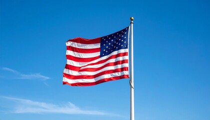 American flag waving in a clear blue sky (3)