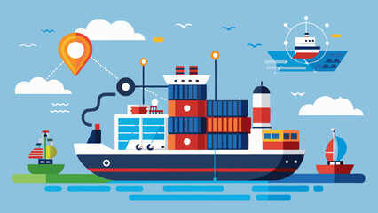 A colorful illustration of a ship with a red life preserver on the left side. The ship is surrounded by other boats and clouds in the sky. Concept of adventure and excitement