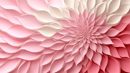 Abstract floral design with layered petals in shades of pink and white