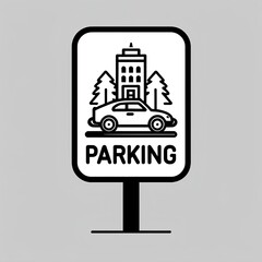 a clean and minimalistic black and white icon design for a parking sign