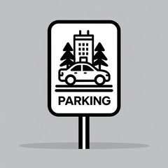 a clean and minimalistic black and white icon design for a parking sign