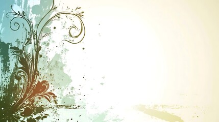 Abstract floral design with painted background