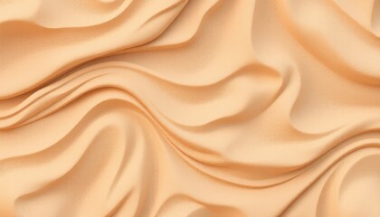 Obraz premium Elegant peach silk fabric with flowing waves texture background detail