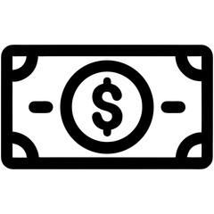 Dollar bill icon in a simple black design  