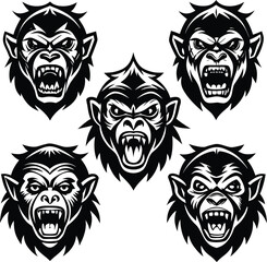 Fototapeta premium Vintage lion king head design with a horror skull symbol, menacing, tribal, aggressive, royal, intense