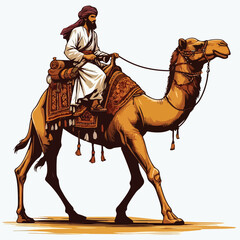 vector image of a person riding a camel