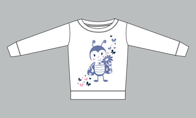 Long sleeve sweatshirt with chest print vector illustration ready to print
