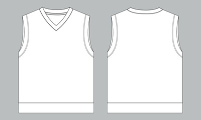 Tank Tops Technical Fashion flat sketch vector illustration template Front and back views. Apparel tank tops mock up for men's and boys.
