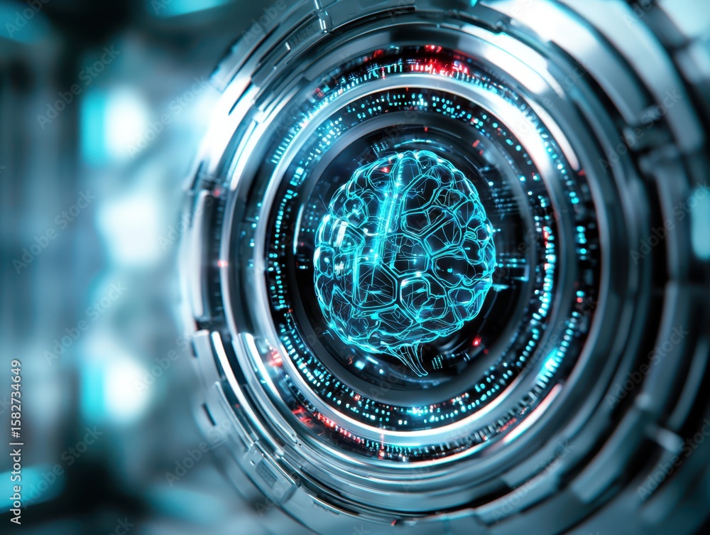 Aufkleber engineer technician mechanical concept. futuristic digital brain design with intricate circuitry and
