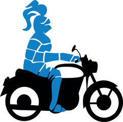 Girl riding a scooter Vector illustration isolated on transparent background