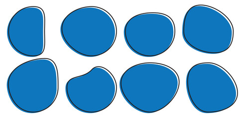 Random blob circles silhouette icon set. An arrangement of black organic shapes. Isolated on a white background.