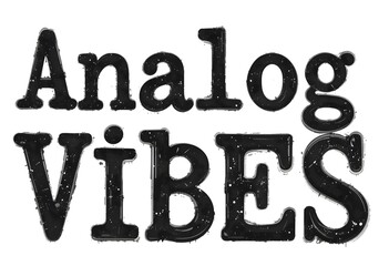 3d 'Analog Vibes' in Vintage Typewriter Font with Rough Edges and Grunge Ink Details – Retro Text Style with Distressed Texture – Transparent Background PNG Imagerender of a waved service sign