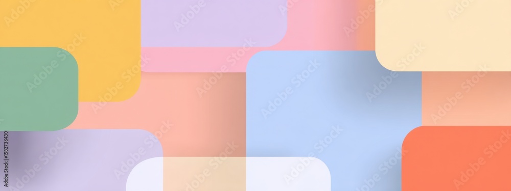 Poster color blocks with transparency overlap, modern minimal ui background, pastel tech palette, flat but 