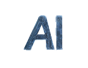 Minimalist Geometric Monogram 'AI' in Circuit-Board Styled Lines with Subtle Glow Effect – Tech-Inspired Digital Design – Transparent Background PNG Image
