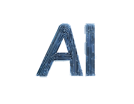 Minimalist Geometric Monogram 'AI' in Circuit-Board Styled Lines with Subtle Glow Effect – Tech-Inspired Digital Design – Transparent Background PNG Image