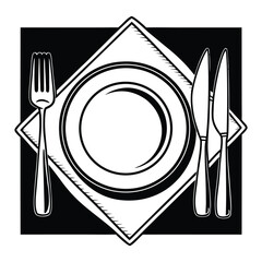 Thanksgiving dinner place setting silhouette