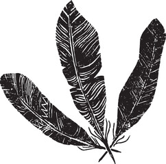 Three Black Feathers Illustration isolated on transparent background