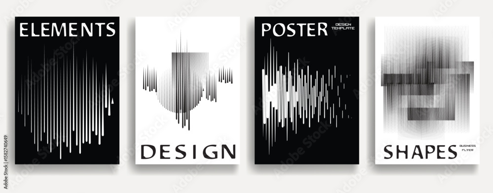 Poster modern posters with speed lines. vector design composition with various geometric shapes . abstract 