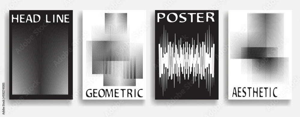 Poster modern posters with speed lines. vector design composition with various geometric shapes . abstract 
