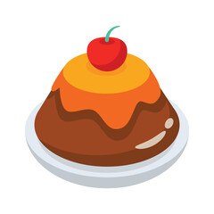 A delicious 2d style icon of cherry pudding