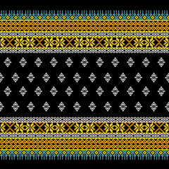 Ethnic Geometric Pattern with Black and Gold Tribal Motifs