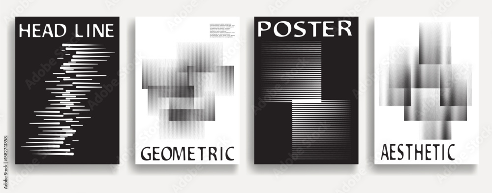 Poster modern posters with speed lines. vector design composition with various geometric shapes . abstract 