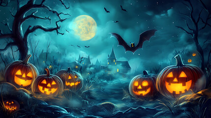 Fototapeta premium Halloween is known for costumes, trick-or-treating, haunted houses, pumpkins, and scary stories.Halloween is a fun and spooky celebration held on October 31st each year. It originated from ancient Cel