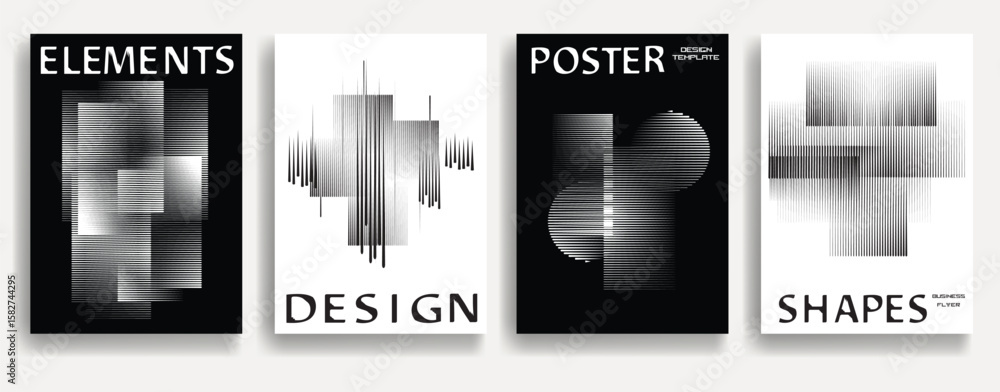 Poster modern posters with speed lines. vector design composition with various geometric shapes . abstract 