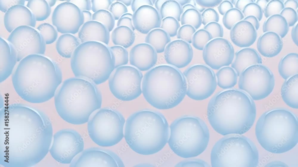 Poster animation. soft pastel illustration featuring translucent bubbles floating in a serene atmosphere, c