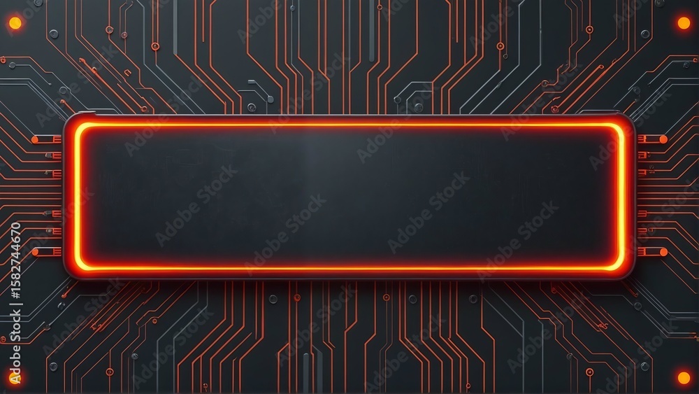 Fototapete abstract technology background with circuit board and glowing frame for text placement