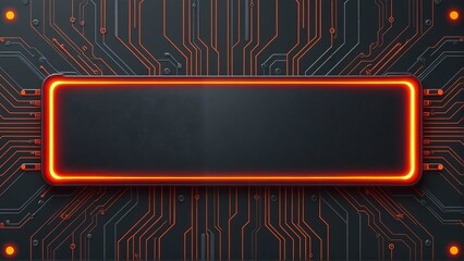 Abstract technology background with circuit board and glowing frame for text placement