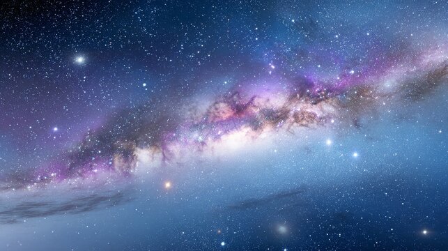 Vibrant milky way galaxy with dazzling stars, nebulae, and cosmic dust in night sky
