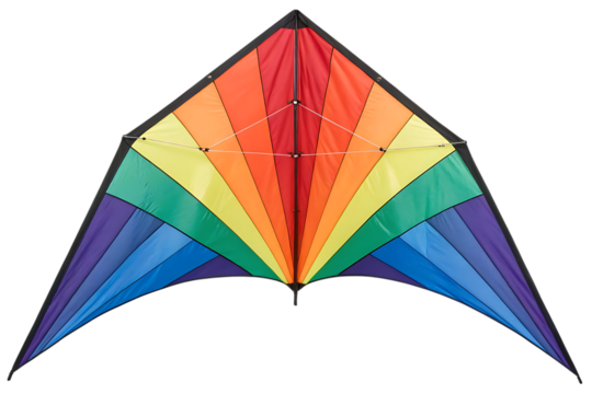 Colorful rainbow delta kite isolated on transparent background