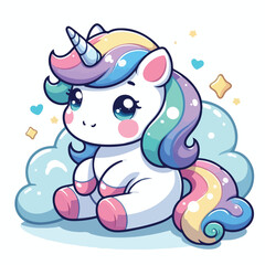 vector image of cute unicorn