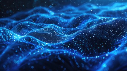 Abstract picture micro light sparkling particle represent data flow. Vivid flowing wave with high tech texture, create digital effect scene perfect for energetic and fantasy wallpaper design. AIG53.