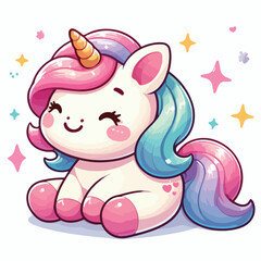 vector image of cute unicorn