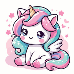 vector image of cute unicorn