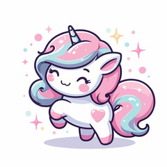 vector image of cute unicorn