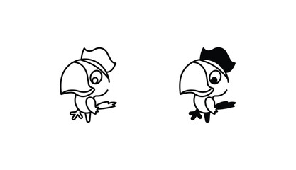 Pirate Parrot icon design with white background stock illustration