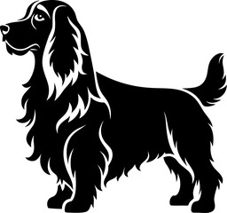 Sussex Spaniel silhouette  vector black , white background 