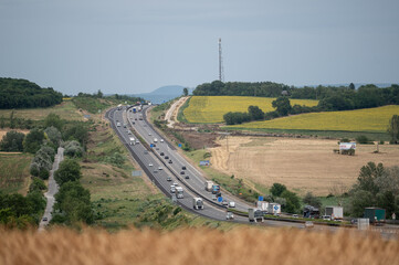 Hungarian highway during summer traffic