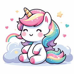 vector image of cute unicorn