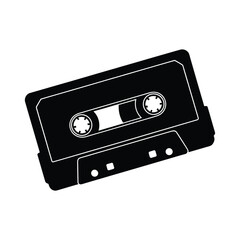 Obraz premium Retro cassette tape icon in black and white with a clean background