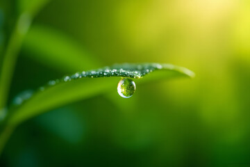 water drops on green leaf