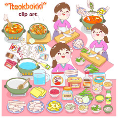 Spicy Tteokbokki Rice Cake Vector.