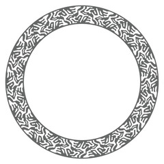 Ethnic round pattern, frame boarder with african ornament. Tribal texture, hand drawn circle design elements for branding, badge, print, sticker or labels. Vector background