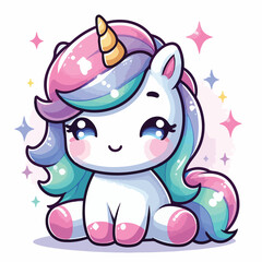 vector image of cute unicorn