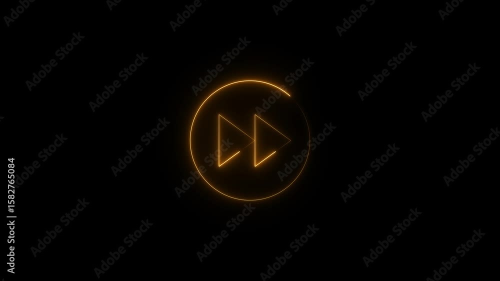 Poster audio neon play button motion graphics. press to play animation. audio video tone song icon video. g