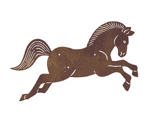 走る茶色い馬　ウマ　うま　午　brown horse